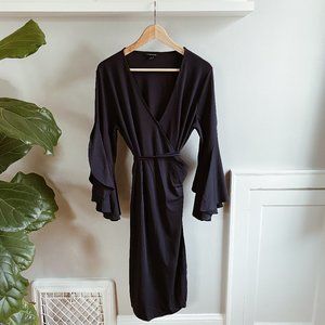 Banana Republic- Navy Bell Sleeve Full Wrap Dress
